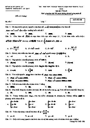 Đề thi thử Tốt nghệp THPT môn Toán năm 2020 - Mã đề 108 - Trường THCS và THPT Mỹ Quý