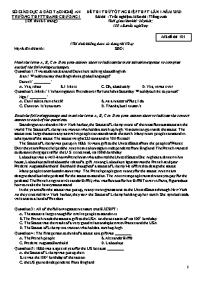 Đề thi thử Tốt nghiệp THPT môn Tiếng Anh năm 2020 lần 1 - Mã đề 101 - Trường THPT Thanh Chương 1