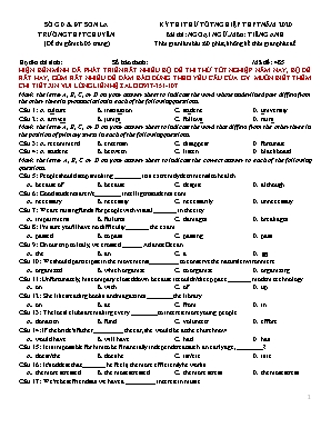 Đề thi thử Tốt nghiệp THPT môn Tiếng Anh năm 2020 - Mã đề 485 - Sở giáo dục và đào tạo Sơn La (Có đáp án)