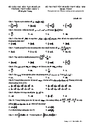 Đề thi thử Tốt nghiệp THPT môn Toán năm 2020 - Mã đề 101 - Trường THPT Liễn Châu 2 (Có đáp án)