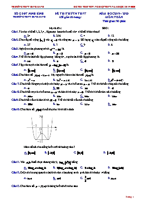 Đề thi thử Tốt nghiệp THPT môn Toán - Năm học 2019-2020 - Trường THPT Bình Minh (Có đáp án)