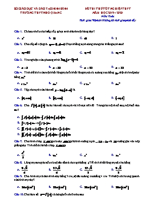 Đề thi thử Tốt nghiệp THPT môn Toán - Năm học 2019-2020 - Trường THPT Nho Quan C (Có đáp án)