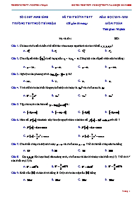 Đề thi thử Tốt nghiệp THPT môn Toán - Năm học 2019-2020 - Trường THPT Ngô Thì Nhậm (Có đáp án)