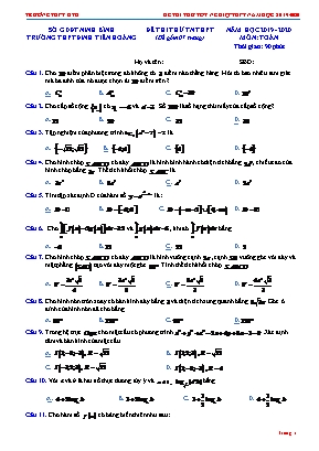 Đề thi thử Tốt nghiệp THPT môn Toán - Năm học 2019-2020 - Trường THPT Đinh Tiên Hoàng (Có đáp án)