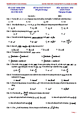 Đề thi thử Tốt nghiệp THPT môn Toán - Năm học 2019-2020 - Trường THPT Nguyễn Huệ (Có đáp án)