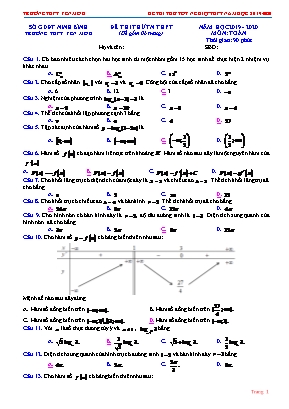 Đề thi thử Tốt nghiệp THPT môn Toán - Năm học 2019-2020 - Trường THPT Yên Mô B (Có đáp án)