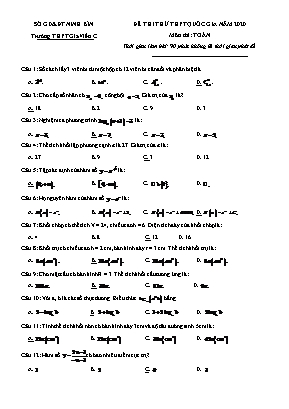 Đề thi thử Tốt nghiệp THPT môn Toán - Năm học 2019-2020 - Trường THPT Gia Viễn C (Có đáp án)