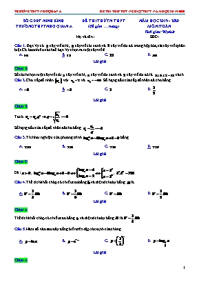 Đề thi thử Tốt nghiệp THPT môn Toán - Năm học 2019-2020 - Trường THPT Nho Quan A (Có đáp án)