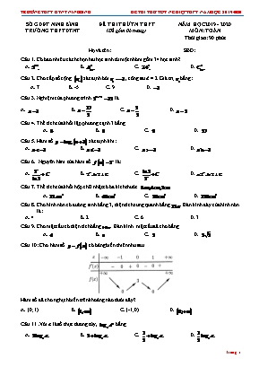 Đề thi thử Tốt nghiệp THPT môn Toán - Năm học 2019-2020 - Trường THPT DTNT (Có đáp án)