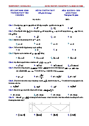 Đề thi thử Tốt nghiệp THPT môn Toán - Năm học 2019-2020 - Trường THPT Yên Khánh B (Có đáp án)