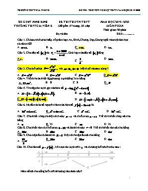 Đề thi thử Tốt nghiệp THPT môn Toán - Năm học 2019-2020 - Trường THPT Gia Viễn B (Có đáp án)