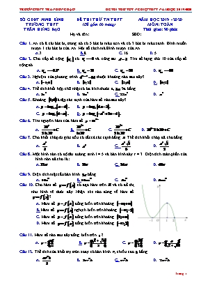 Đề thi thử Tốt nghiệp THPT môn Toán - Năm học 2019-2020 - Trường THPT Trần Hưng Đạo (Có đáp án)