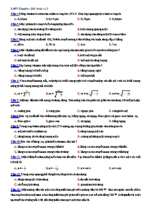 Đề thi thử Tốt nghiệp THPT môn Vật lý lần 3 - Đại học Vinh