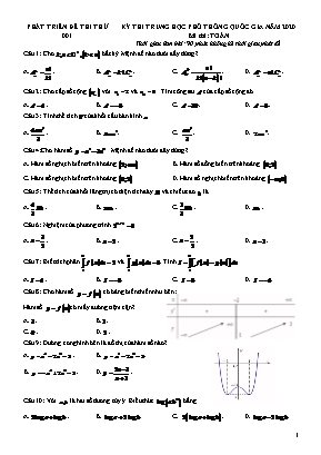 Đề thi thử Trung học Phổ thông Quốc gia môn Toán năm 2020 - Mã đề 001