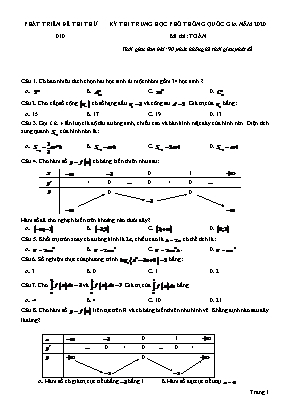 Đề thi thử Trung học Phổ thông Quốc gia môn Toán năm 2020 - Mã đề 010