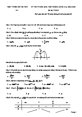 Đề thi thử Trung học Phổ thông Quốc gia môn Toán năm 2020 - Mã đề 011