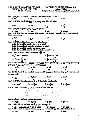Đề thi Tốt nghiệp THPT môn Toán năm 2020 - Trường THPT Nguyễn Trãi (Có đáp án)