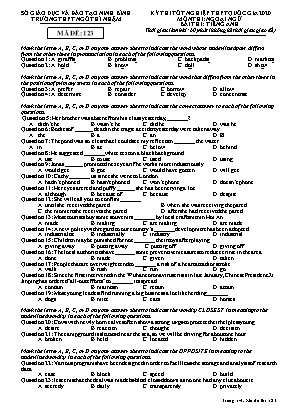 Đề thi Tốt nghiệp THPT Quốc gia môn Tiếng Anh năm 2020 - Mã đề 123 - Trường THPT Ngô Thì Nhậm