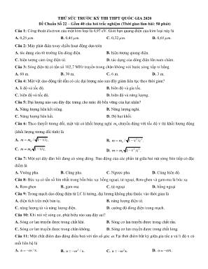Đề thử sức trước kỳ thi THPT Quốc gia môn Vật lý năm 2020 - Đề số 22 (Có đáp án)