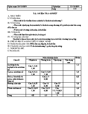 Giáo án Giải tích Lớp 12 - Tiết 19: Kiểm tra 45 phút - Năm học 2019-2020