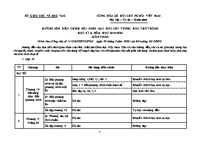 Hướng dẫn điều chỉnh nội dung dạy học cấp Trung học Phổ thông học kì II môn Toán - Năm học 2019-2020 - Bộ giáo dục và đào tạo