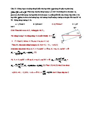 Lời giải chi tiết câu 33 mã đề 213 trong đề thi THPT Quốc gia môn Vật lý năm 2019