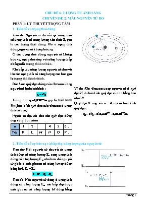 Luyện thi THPT Quốc gia môn Vật lý Lớp 12 - Chủ đề 6: Lượng tử ánh sáng