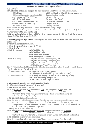 Lý thuyết và bài tập Tiếng Anh 12: Error identifying – Bài tập sử lỗi sai - Đỗ Bình