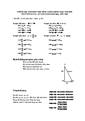 Những công thức lượng giác cần nhớ - Nguyễn Hoàng Long