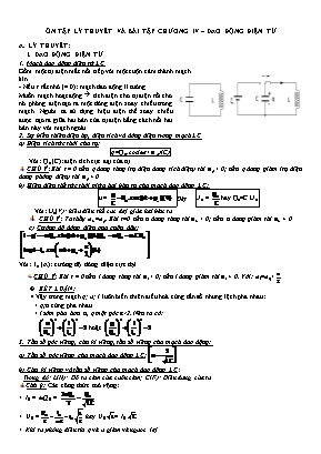 Ôn tập lý thuyết và bài tập Vật lý Lớp 12 - Chương IV: Dao động điện từ