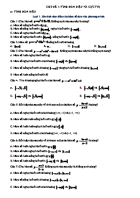 Tài liệu luyện thi THPT Quốc gia môn Toán - Chủ đề 1: Tính đơn điệu và cực trị