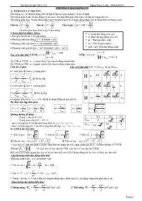 Tài liệu ôn tập Vật lý 12 - Chương I: Dao động cơ - Đặng Ngọc Luân
