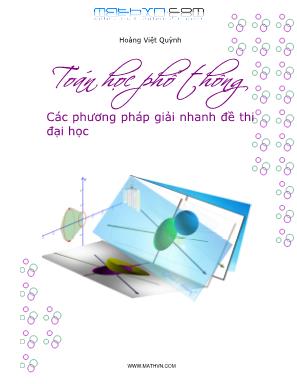 Toán học Phổ thông - Các phương pháp giải nhanh đề thi đại học - Hoàng Việt Quỳnh