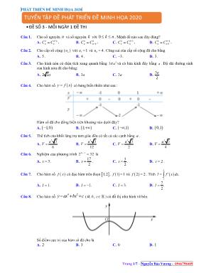 Tuyển tập đề phát triển đề minh họa THPT Quốc gia môn Toán năm 2020 - Đề số 3 (Có đáp án)
