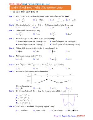 Tuyển tập đề phát triển đề minh họa THPT Quốc gia môn Toán năm 2020 - Đề số 2 (Có đáp án)
