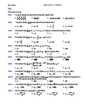 2 Đề kiểm tra 15 phút môn Đại số và Giải tích Lớp 11
