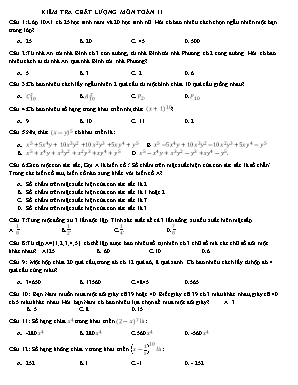 Bài kiểm tra chất lượng môn Toán Khối 11