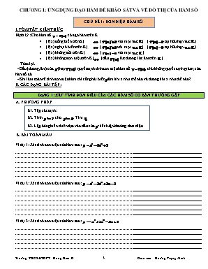 Bài tập Toán Lớp 12 - Chương I: Ứng dụng đạo hàm để khảo sát và vẽ đồ thị của hàm số - Dương Trọng Minh