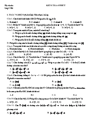 Bộ đề kiểm tra 45 phút môn Hình học Lớp 11