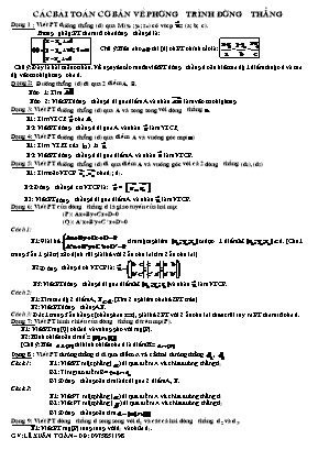 Các bài toán cơ bản về Phương trình đường thẳng - Lê Xuân Toàn