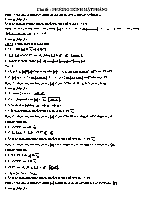 Chủ đề luyện thi THPT Quốc gia môn Toán: Phương trình mặt phẳng