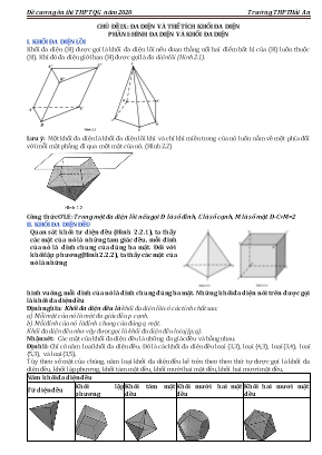 Đề cương ôn thi THPT Quốc gia môn Toán năm 2020 - Chủ đề IX: Đa diện và thể tích khối đa diện - Trường THPT Hải An