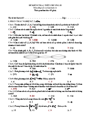 Đề kiểm tra 1 tiết Chương II môn Đại số và Giải tích Lớp 11 (Có đáp án)