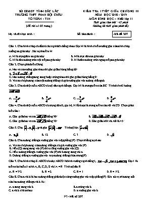 Đề kiểm tra 1 tiết giữa Chương III môn Hình học Lớp 11 - Mã đề 207 - Năm học 2018-2019 - Trường THPT Phan Bội Châu