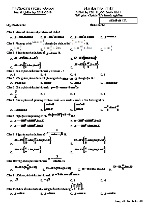 Đề kiểm tra 1 tiết môn Đại số Lớp 11 (Cơ bản) - Bài 1 - Mã đề 132 - Năm học 2018-2019 - Trường THPT Chu Văn An