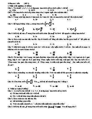Đề kiểm tra 1 tiết môn Đại số Lớp 11 - Đề số 2
