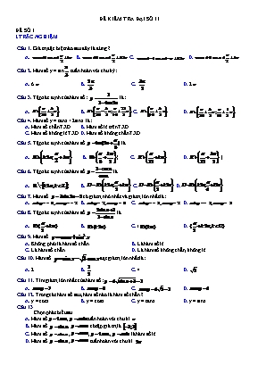 Đề kiểm tra môn Đại số Lớp 11 - Đề số 1