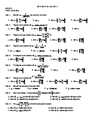 Đề kiểm tra môn Đại số Lớp 11 - Đề số 2