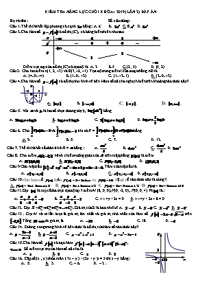 Đề kiểm tra năng lực cuối khóa môn Toán Lớp 12 năm 2019 - Lần 2 (Có đáp án)