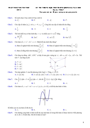 Đề tham khảo thi THPT Quốc gia môn Toán năm 2020 - Đề số 14